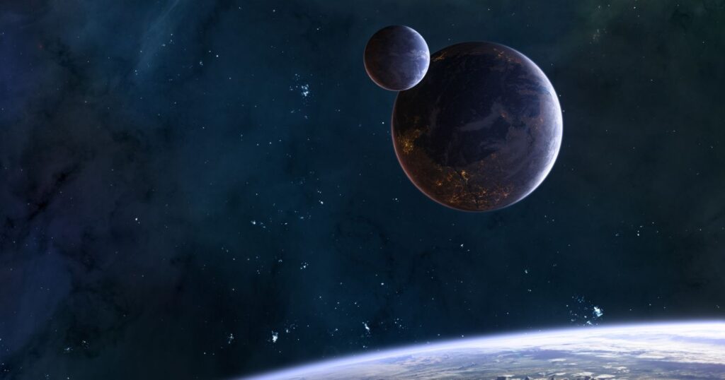 A képen bolygók láthatók az űrben