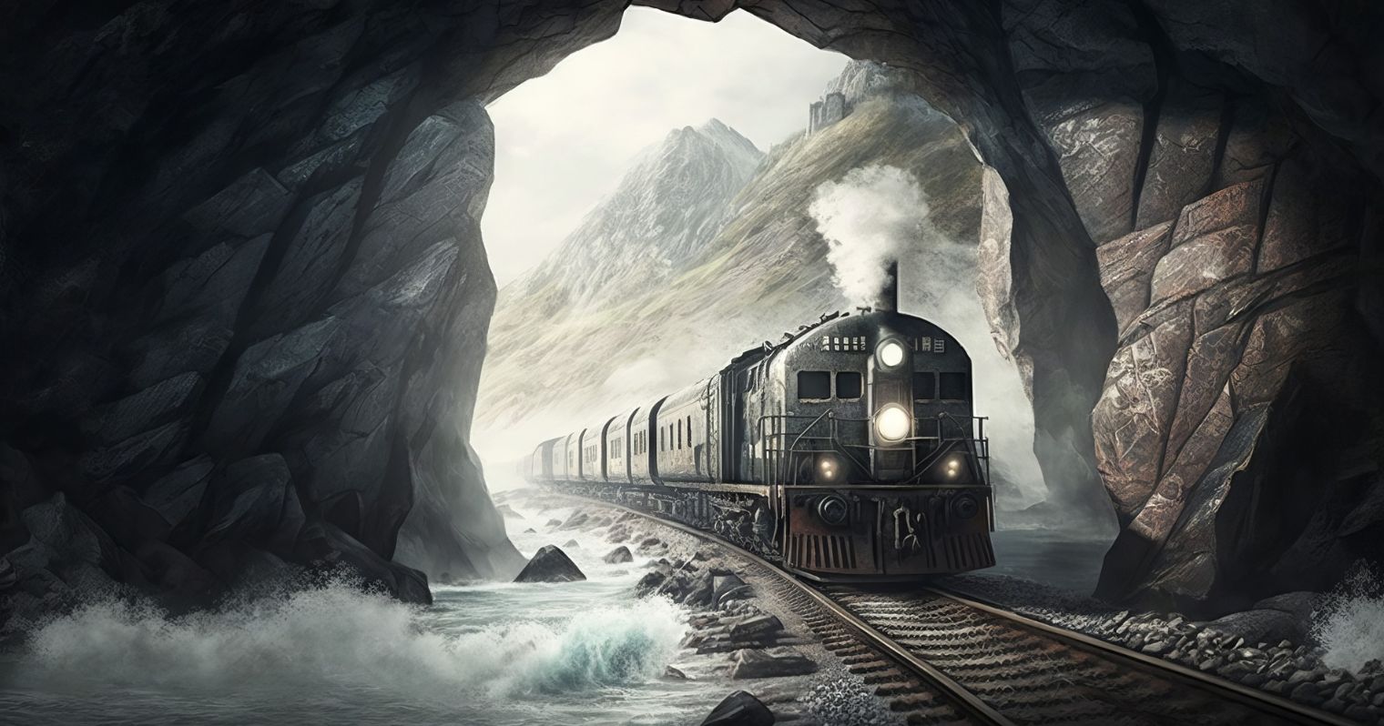 A képen egy mozdony hajt be egy alagútba