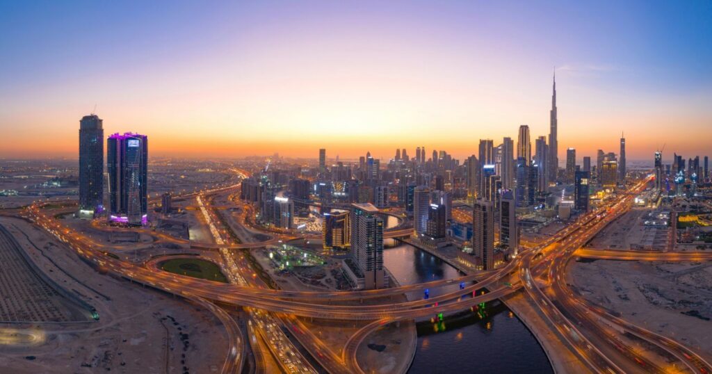 A képen Dubai láthartó felülnézetből