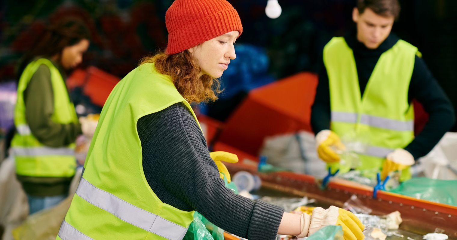 szemét válogató önkéntes fiatalok